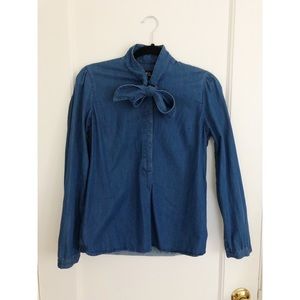 A.P.C Denim Bow Blouse